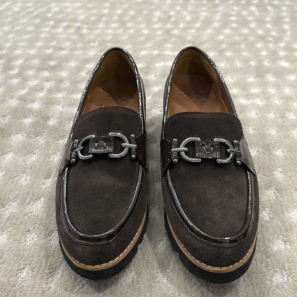 Donald Pliner brown suede loafers. Gently used.